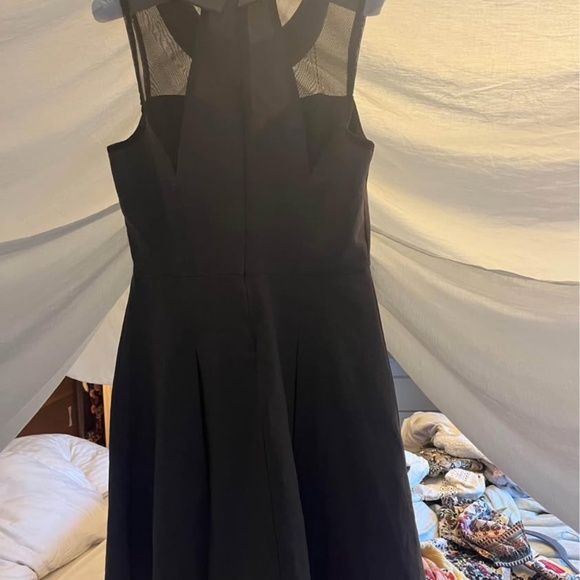 Modcloth 60s Style Slate Grey Box Pleat Dress with Mesh Inserts In Bodice and Ed - Picture 2 of 6